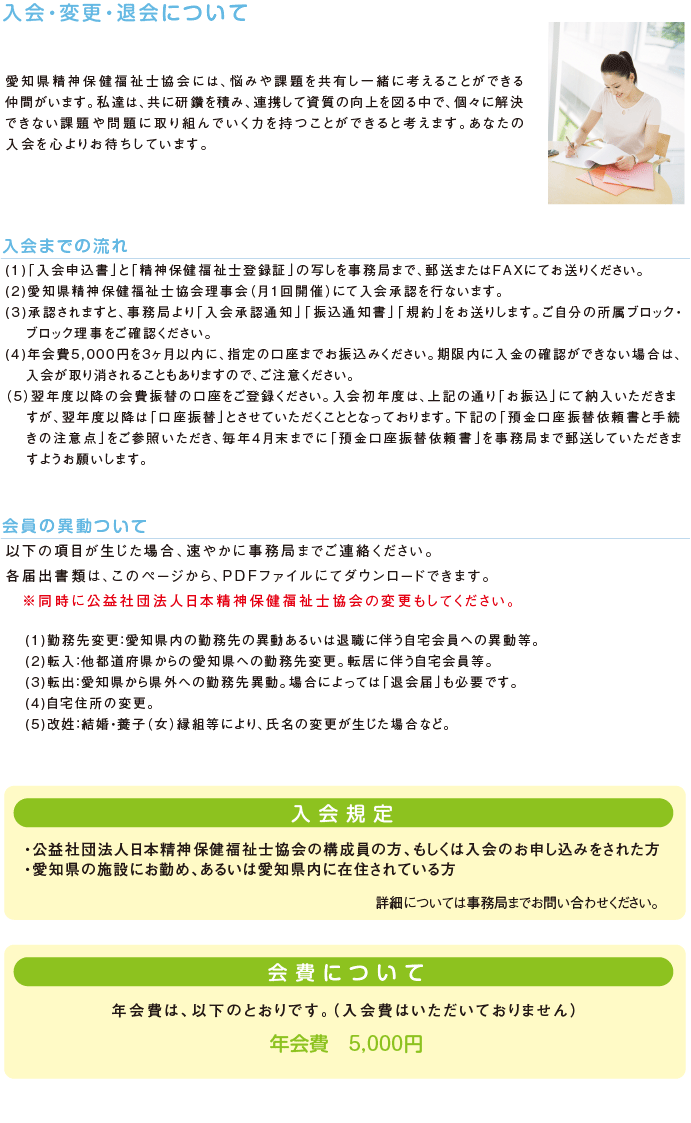 愛知県精神保健福祉士協会への入会･変更・退会について